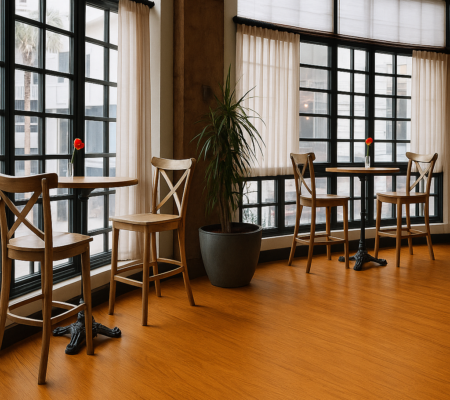 木目調水性塗料「塗るテクスチャーWOOD」の塗装事例：ショップ,チーク