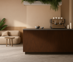 木目調水性塗料「塗るテクスチャーWOOD」の塗装事例：ショップ,ウォールナット