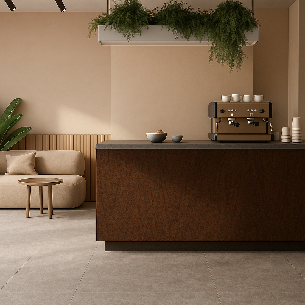 木目調水性塗料「塗るテクスチャーWOOD」の塗装事例：ショップ,ウォールナット