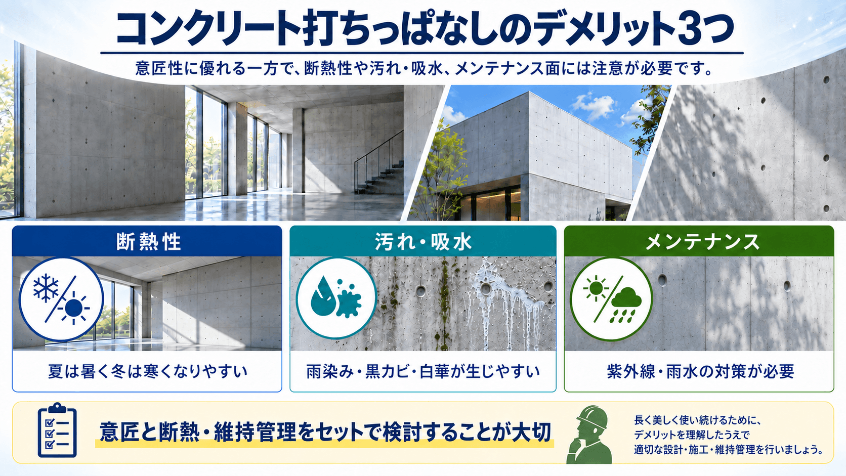 コンクリート打ちっぱなしのデメリット3つ