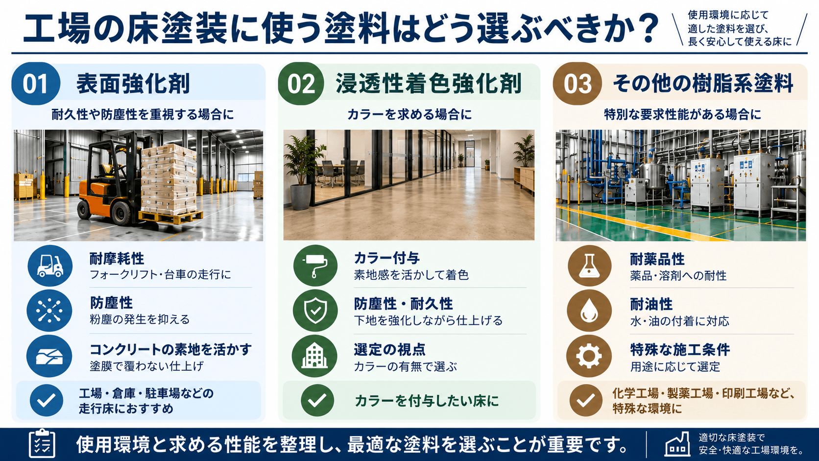 工場の床塗装に使う塗料はどう選ぶべきか？